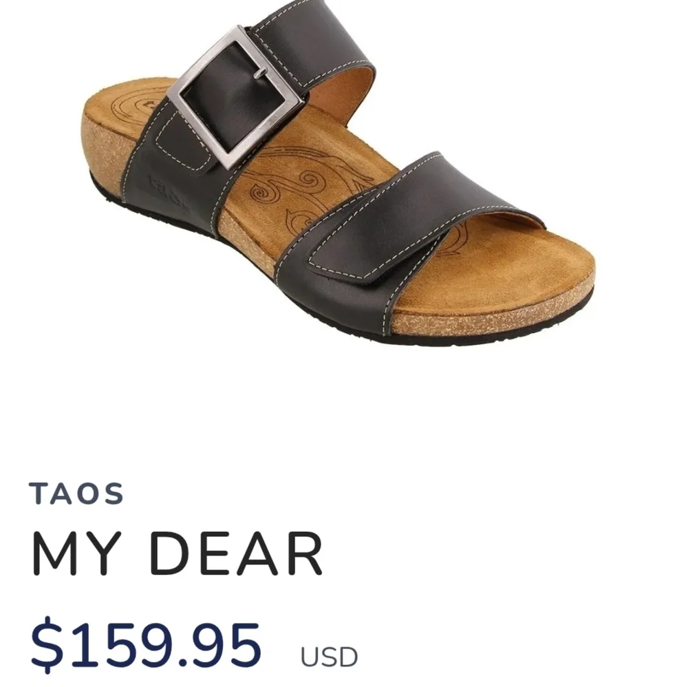 Taos My Dear Black Slide Sandals with Buckle size 6.5